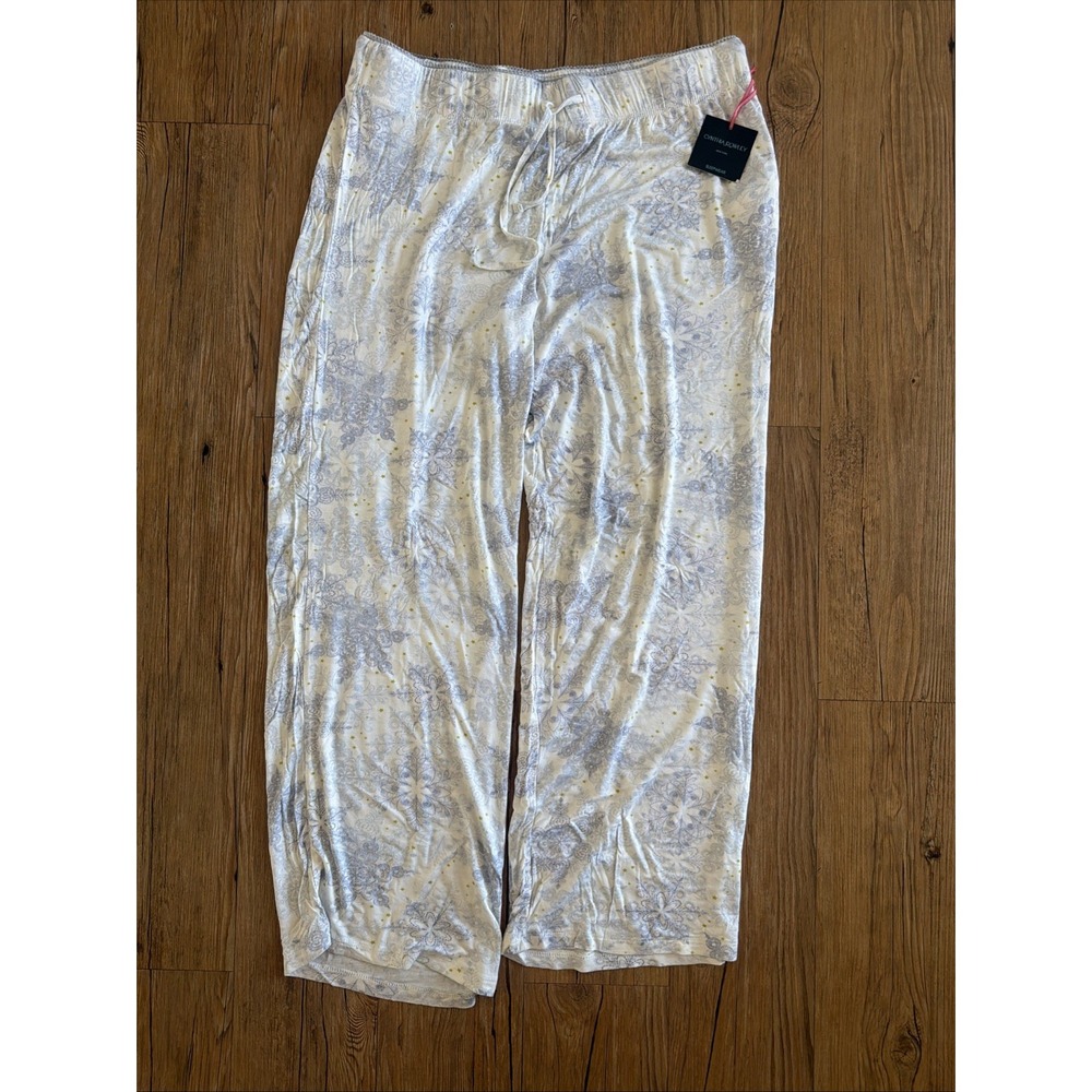 cynthia rowley lounge pants Plus Size XL Soft Cream Grey Pull On Adjustable NWT